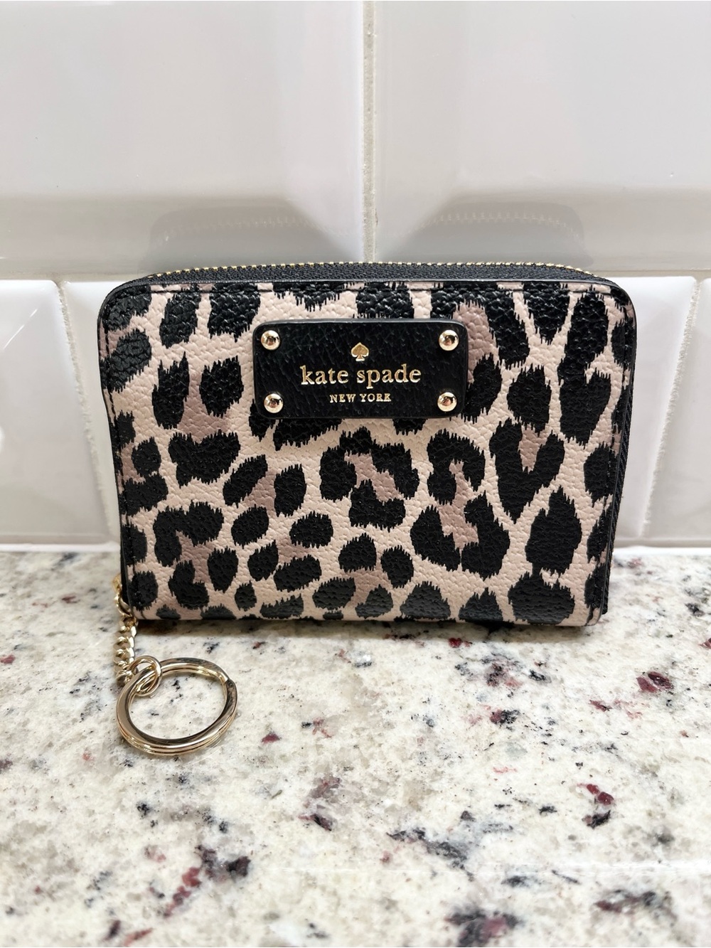 Kate Spade Dani Grove Street Leopard Compact Wallet NWT